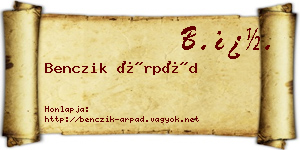 Benczik Árpád névjegykártya