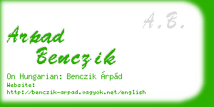 arpad benczik business card